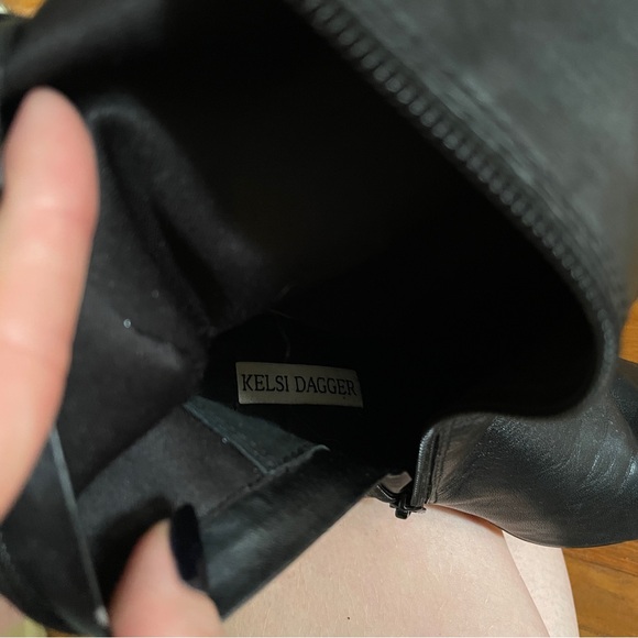 Black leather thigh high over knee ruffle tall boots otk boho club heels - Picture 10 of 16